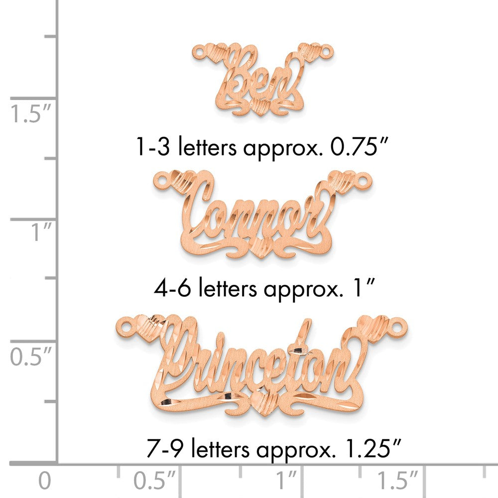 Sterling Silver/Rose-plated Satin Diamond-cut Hearts Name Plate