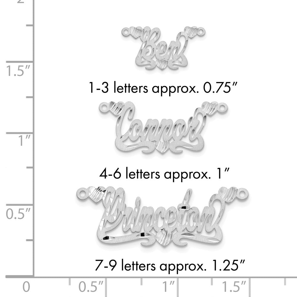 10k White Gold Satin Diamond-cut Hearts Name Plate