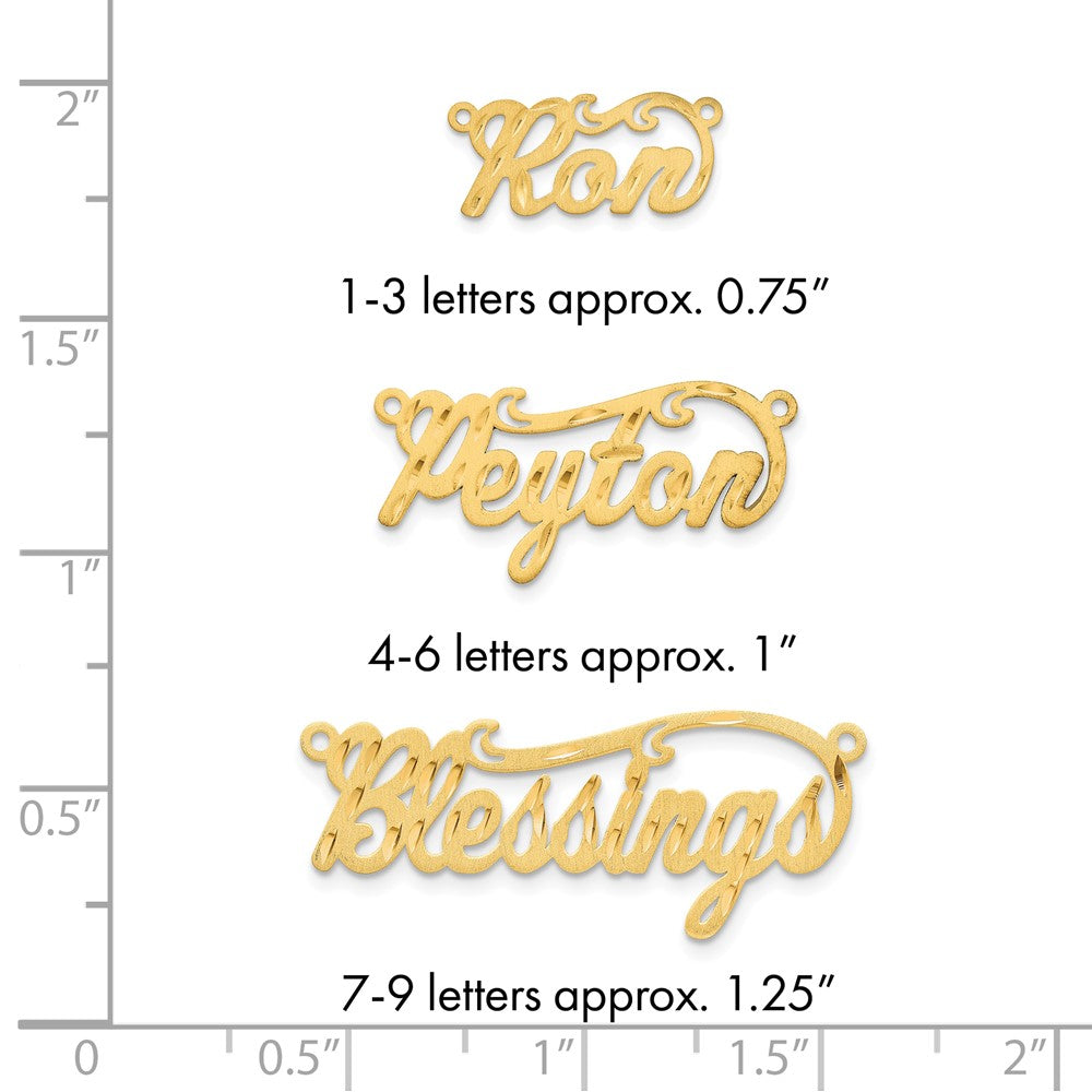 14k Yellow Gold Satin Diamond-cut Name Plate