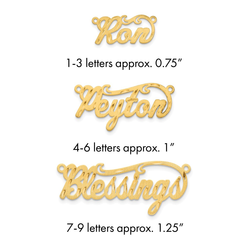 14k Yellow Gold Satin Diamond-cut Name Plate