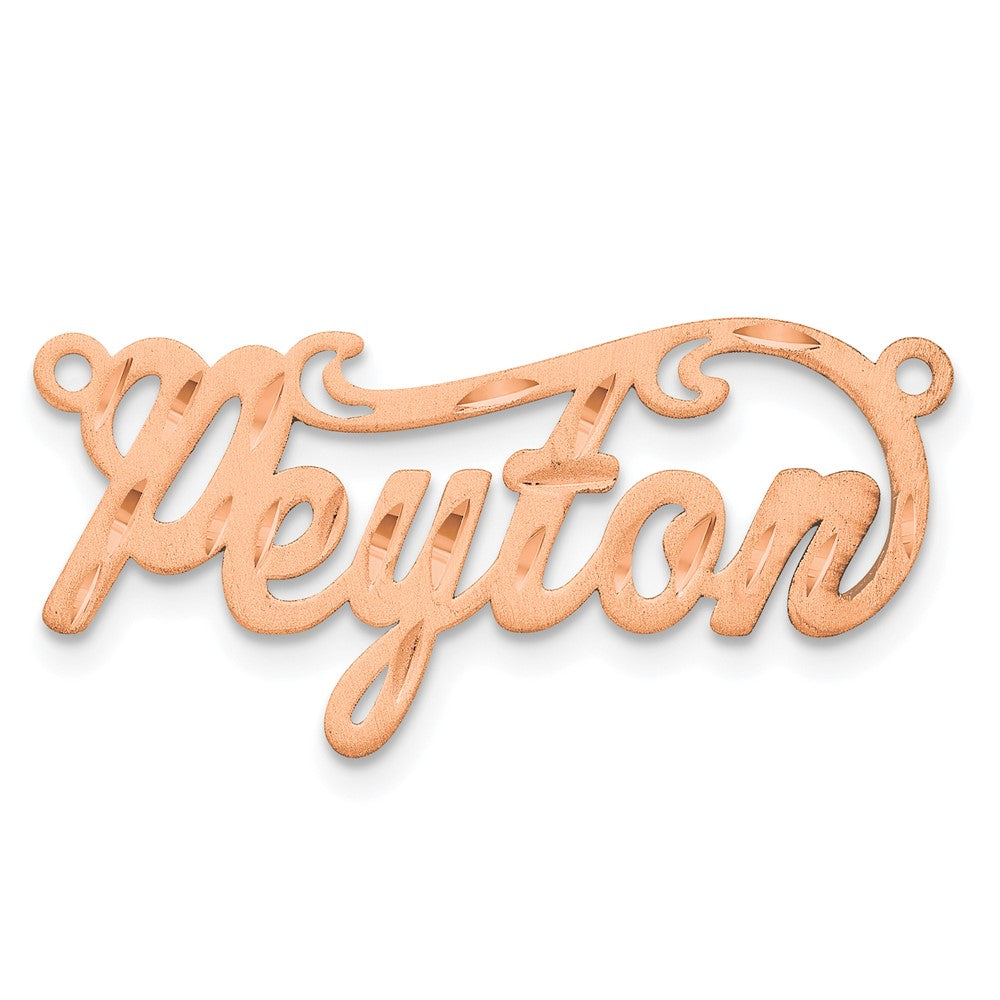 Sterling Silver/Rose-plated Satin Diamond-cut Name Plate