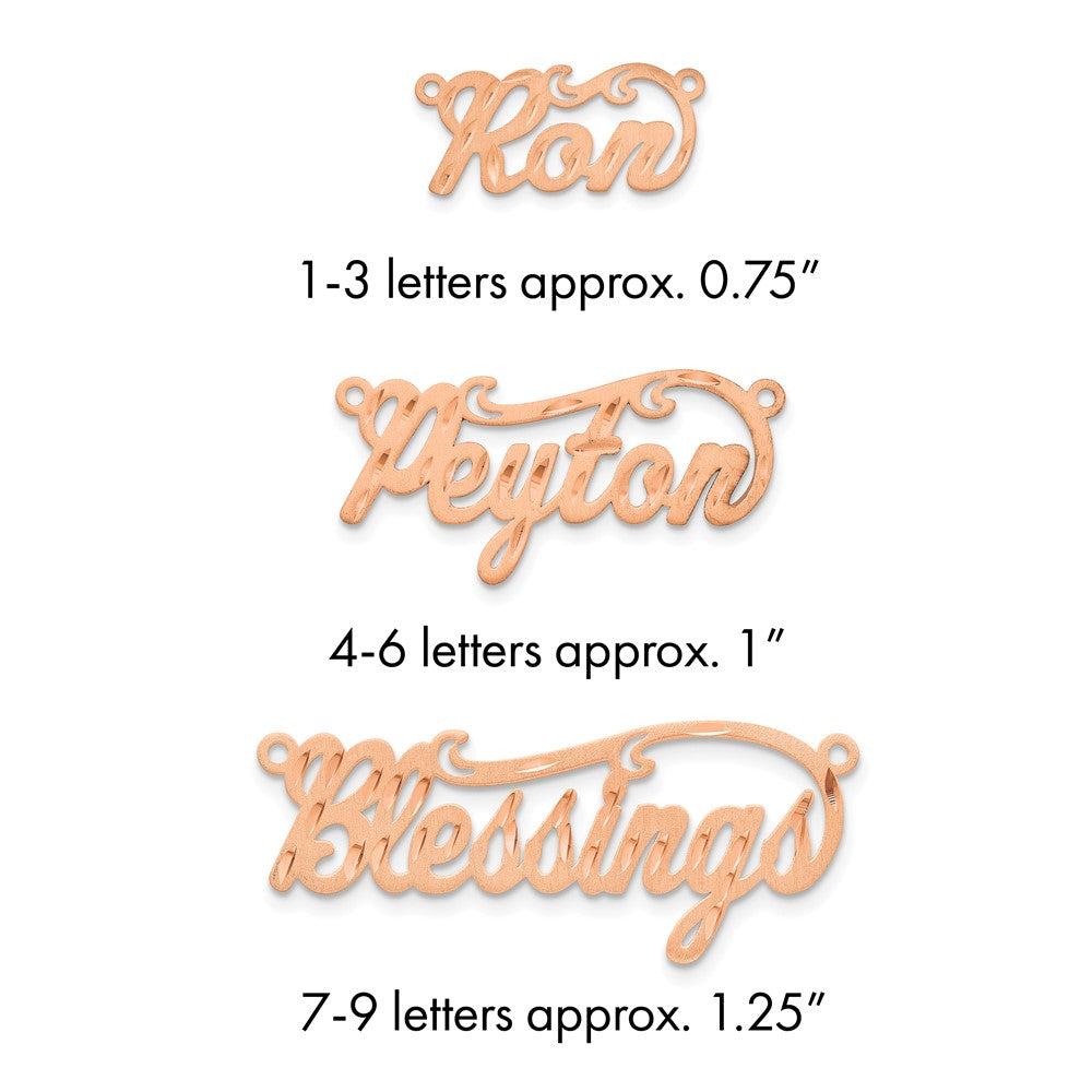 14k Rose Gold Satin Diamond-cut Name Plate