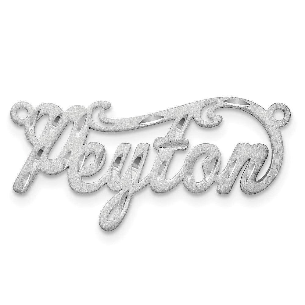 Sterling Silver/Rhodium-plated Satin Diamond-cut Name Plate