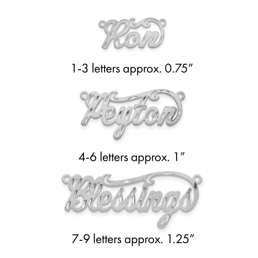 10k White Gold Satin Diamond-cut Name Plate