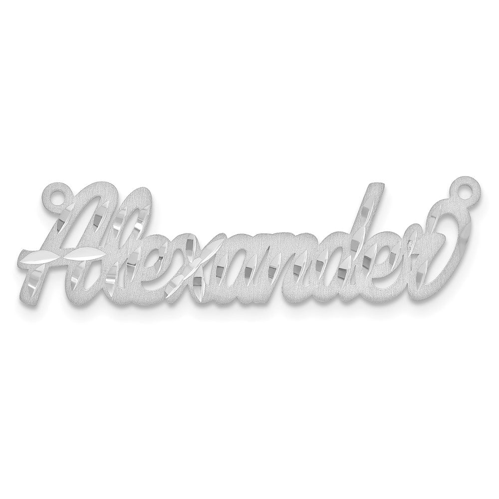 14k White Gold Satin Diamond-cut Name Plate