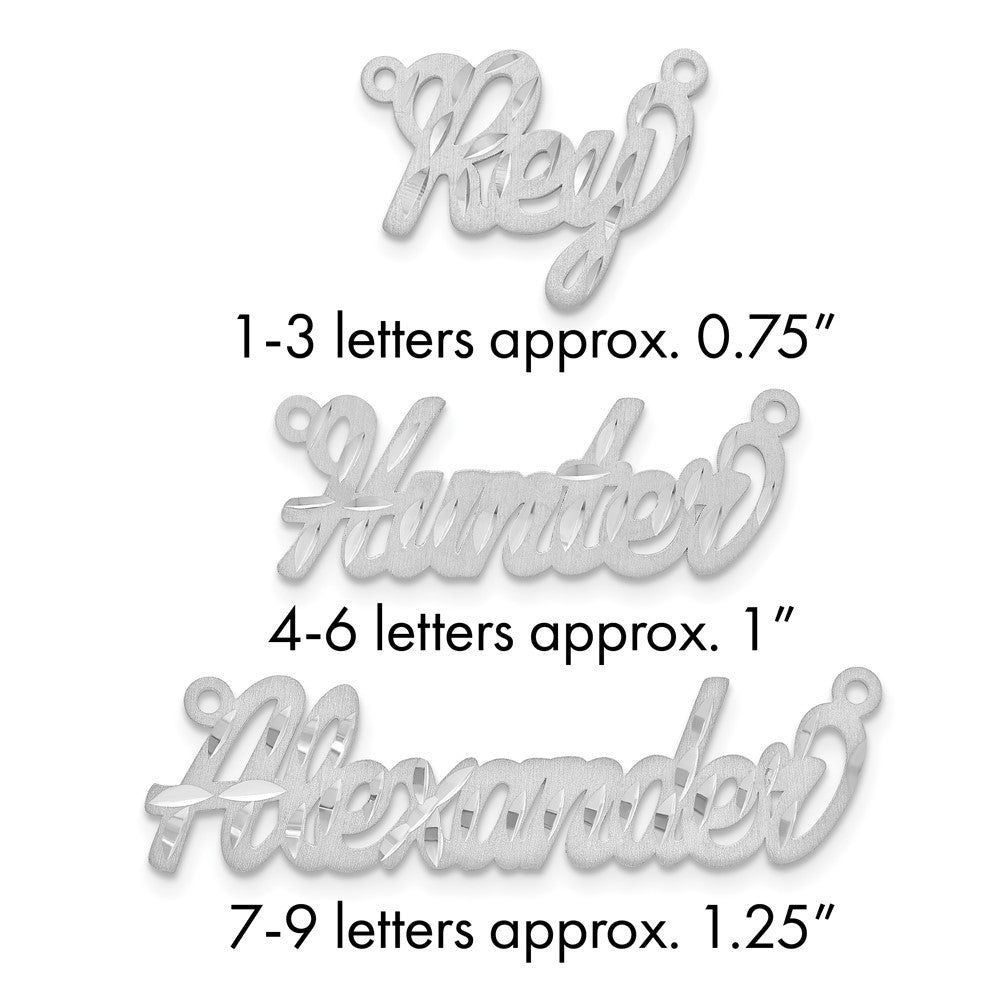 10k White Gold Satin Diamond-cut Name Plate