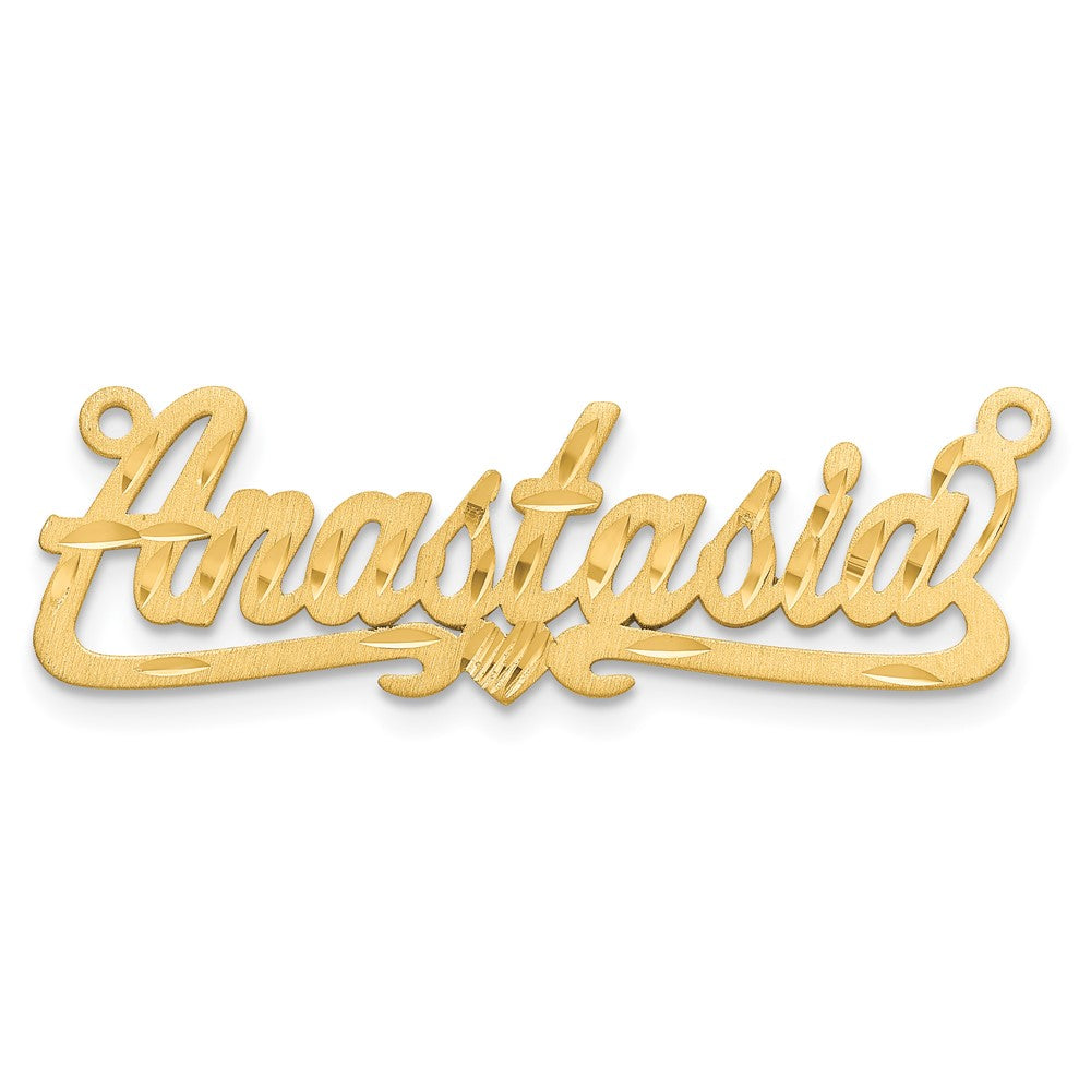 Sterling Silver/Gold-plated Satin Diamond-cut Heart Name Plate