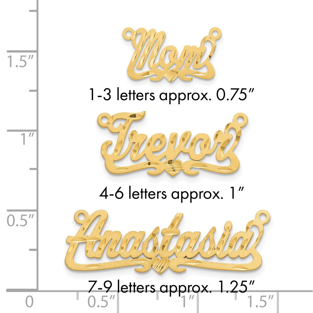 Sterling Silver/Gold-plated Satin Diamond-cut Heart Name Plate