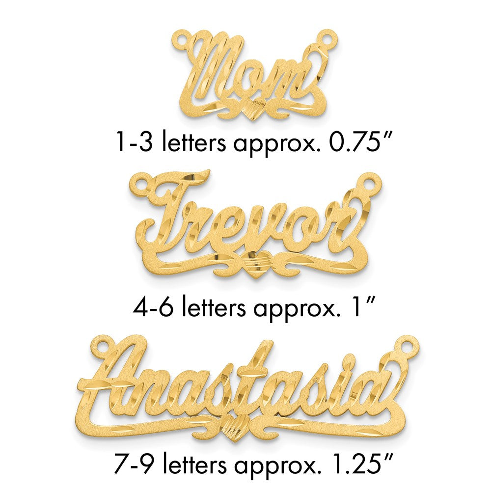 Sterling Silver/Gold-plated Satin Diamond-cut Heart Name Plate