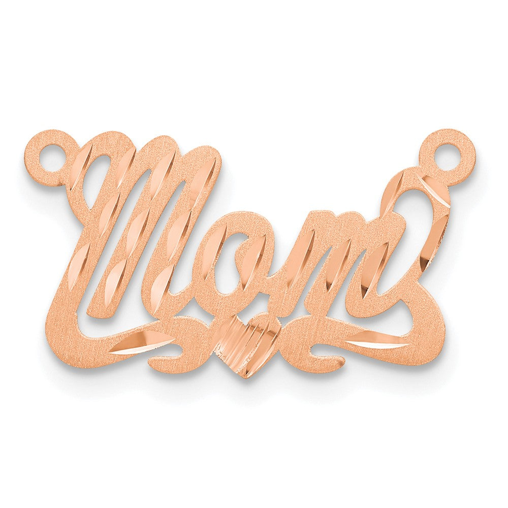 Sterling Silver/Rose-plated Satin Diamond-cut Heart Name Plate