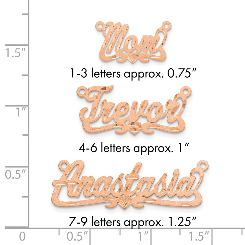 14k Rose Gold Satin Diamond-cut Heart Name Plate