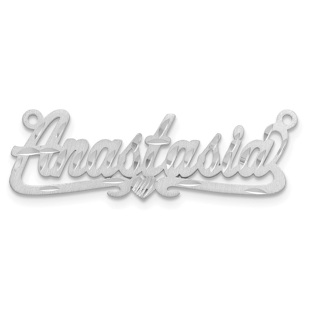 14k Yellow Gold Satin Diamond-cut Heart Name Plate