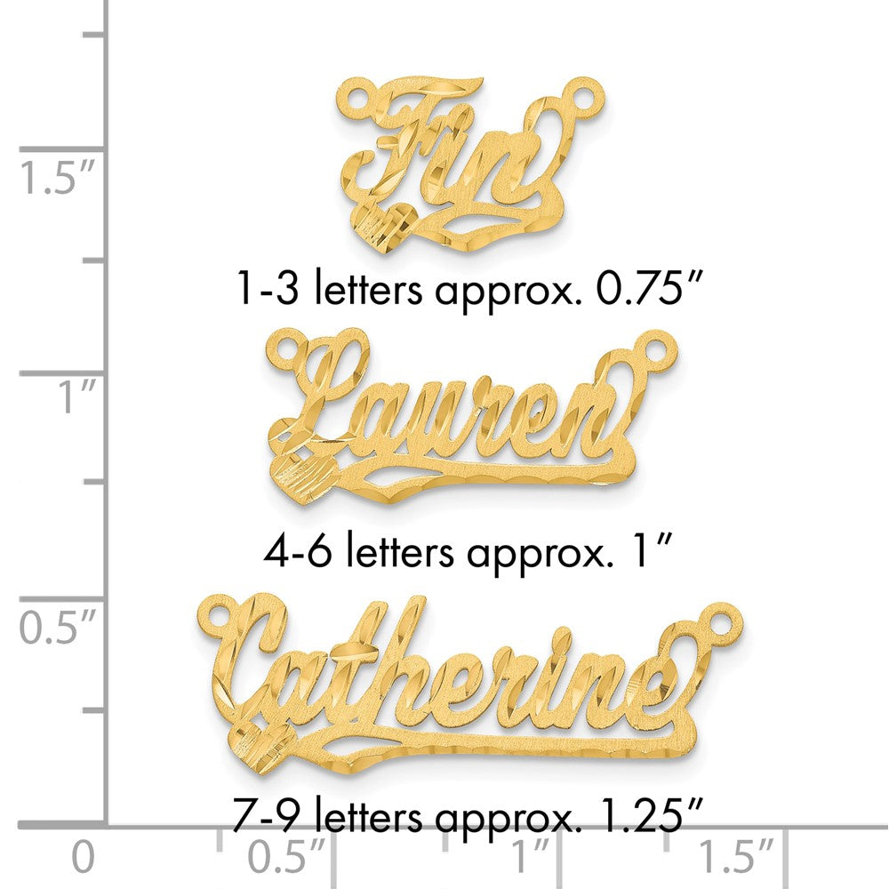 14k Yellow Gold Satin Diamond-cut Heart Name Plate