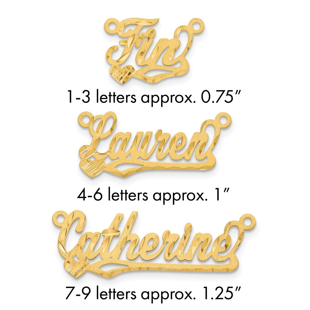 Sterling Silver/Gold-plated Satin Diamond-cut Heart Name Plate