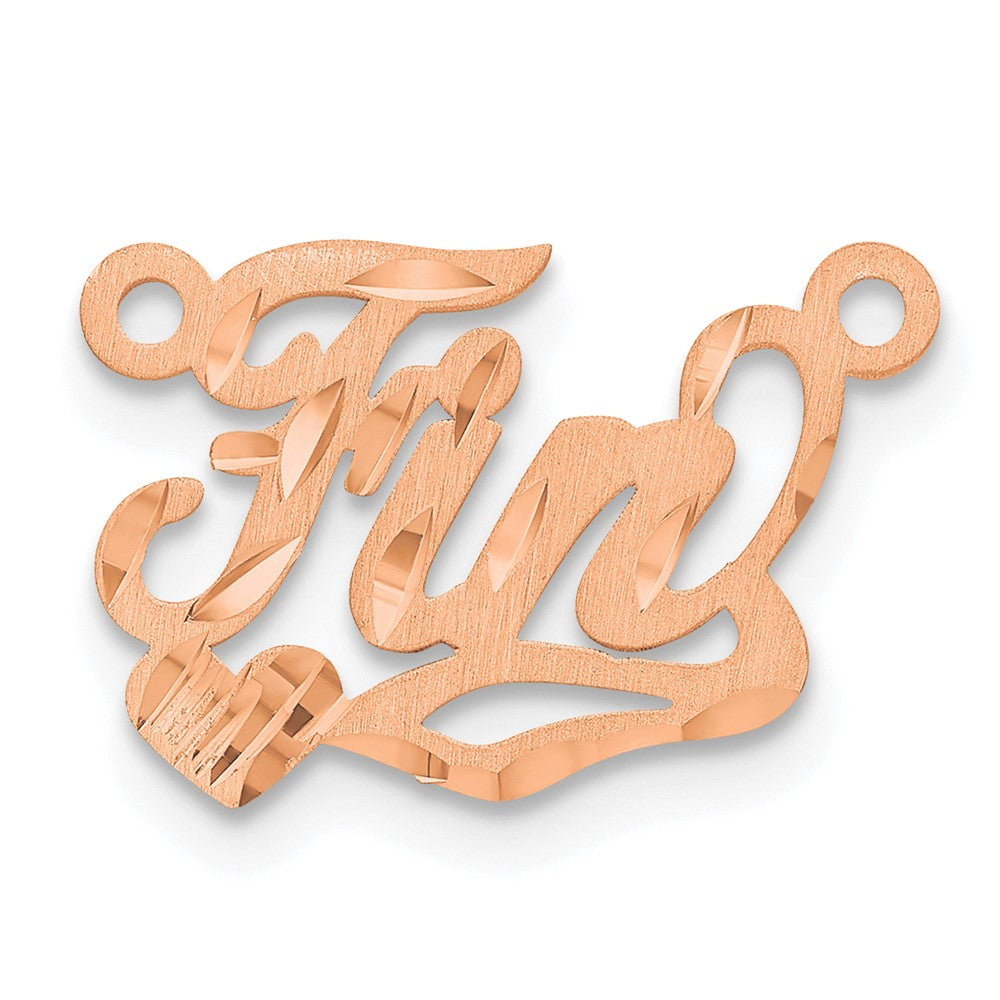 Sterling Silver/Rose-plated Satin Diamond-cut Heart Name Plate