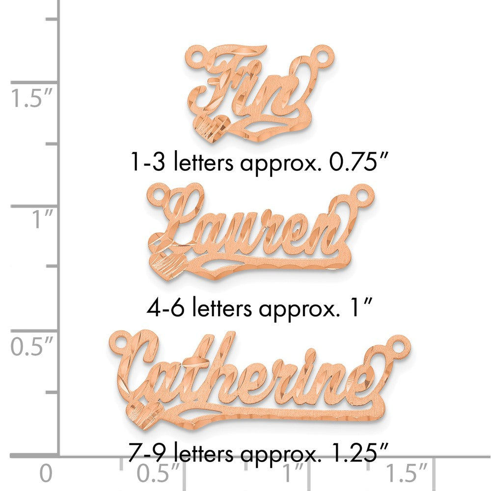 14k Rose Gold Satin Diamond-cut Heart Name Plate