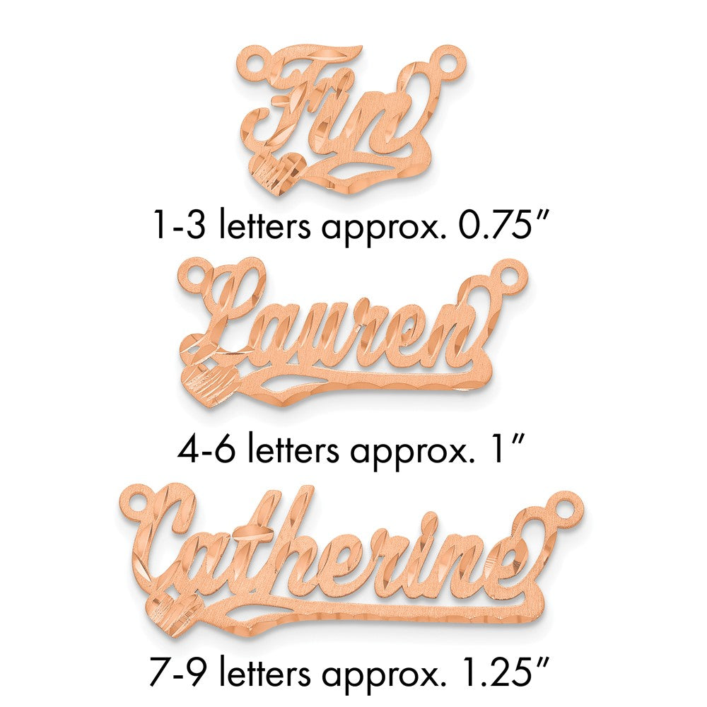 14k Rose Gold Satin Diamond-cut Heart Name Plate