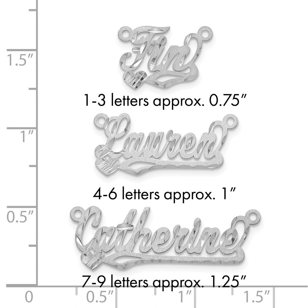 Sterling Silver/Rhod-plated Satin Diamond-cut Heart Name Plate