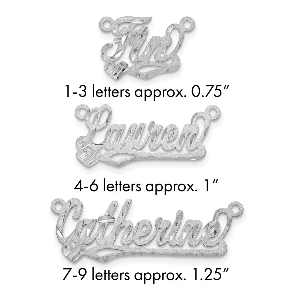 Sterling Silver/Rhod-plated Satin Diamond-cut Heart Name Plate