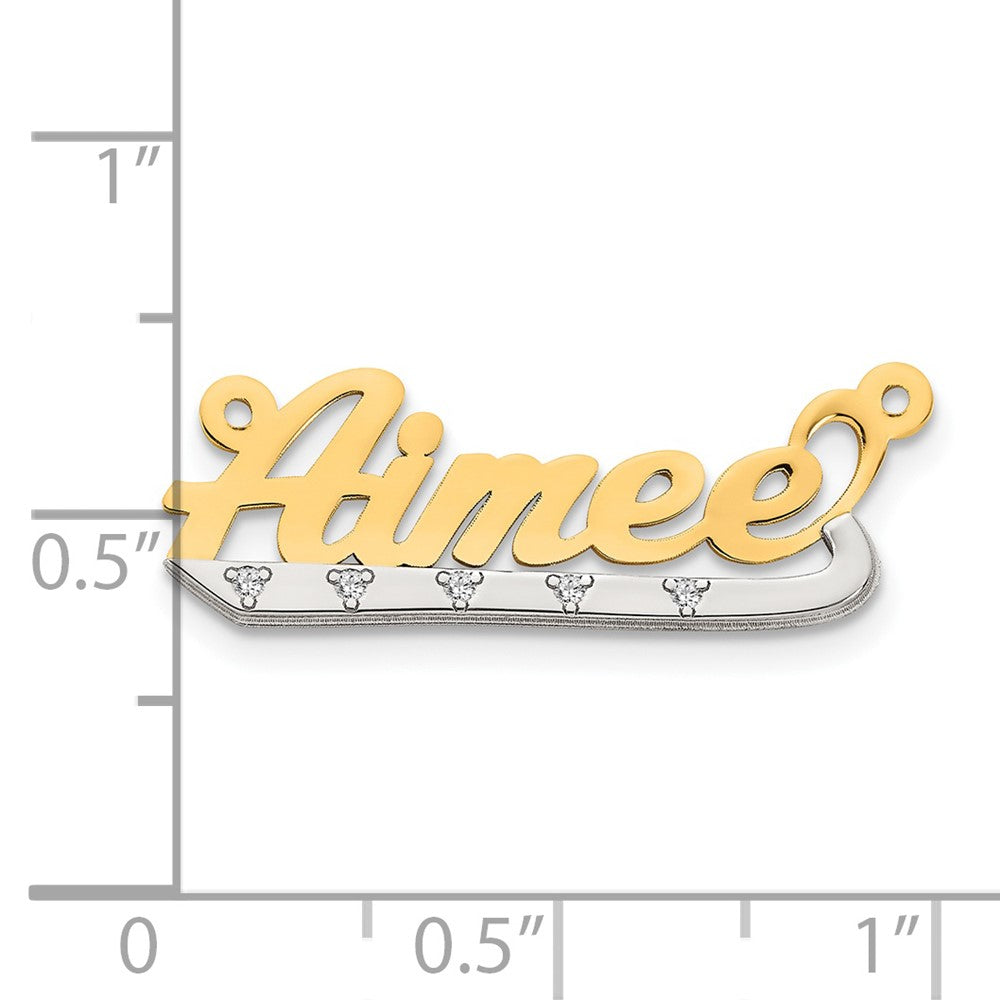 14k Two-tone3D Diamond Name Plate