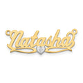 14k Two-tone 3D with Heart Diamond Name Plate