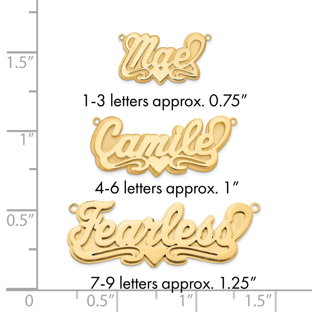 14k Yellow Gold 3D Polished Heart Name Plate