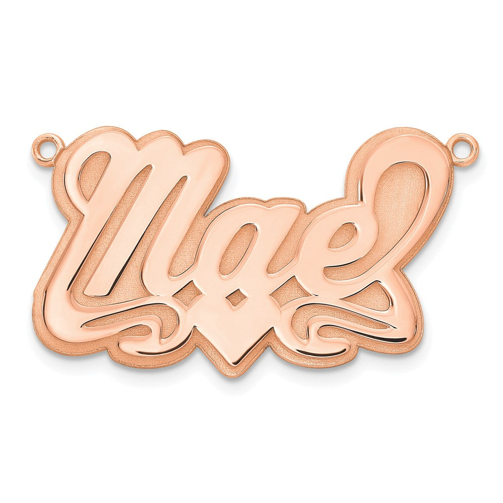 14k Rose Gold 3D Polished Heart Name Plate