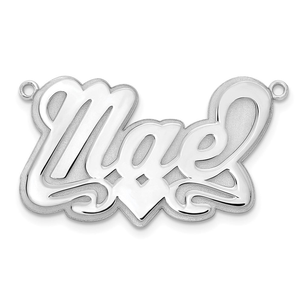 14k White Gold 3D Polished Heart Name Plate
