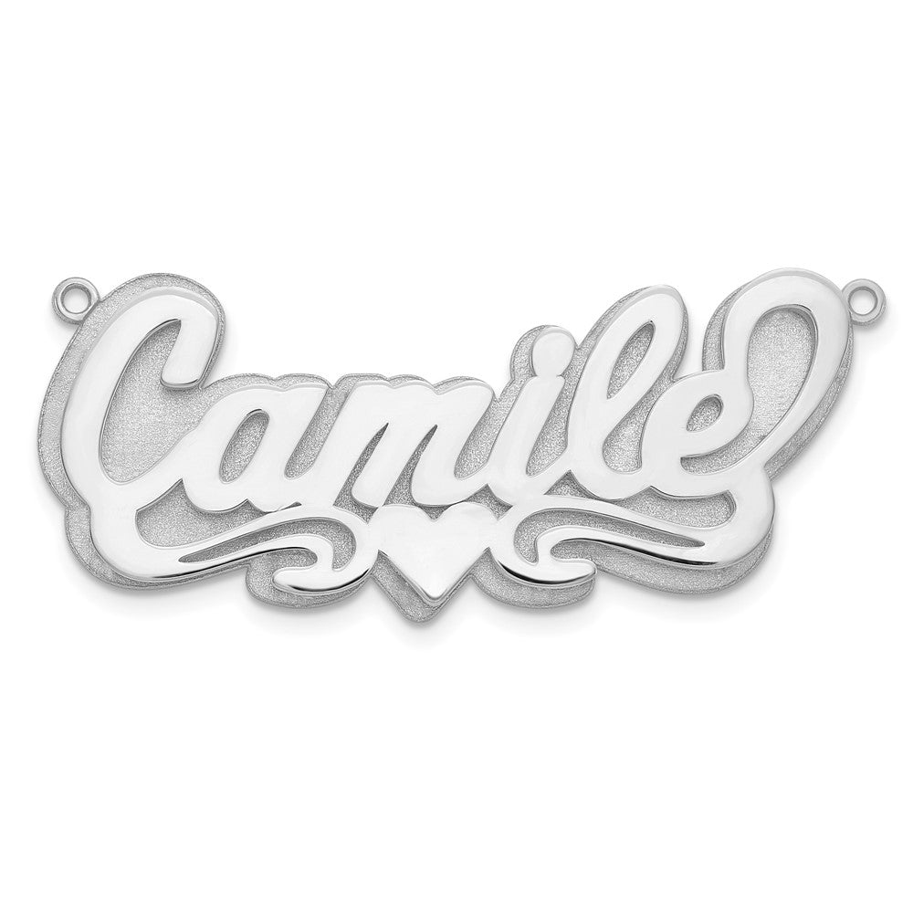 10k White Gold 3D Polished Heart Name Plate