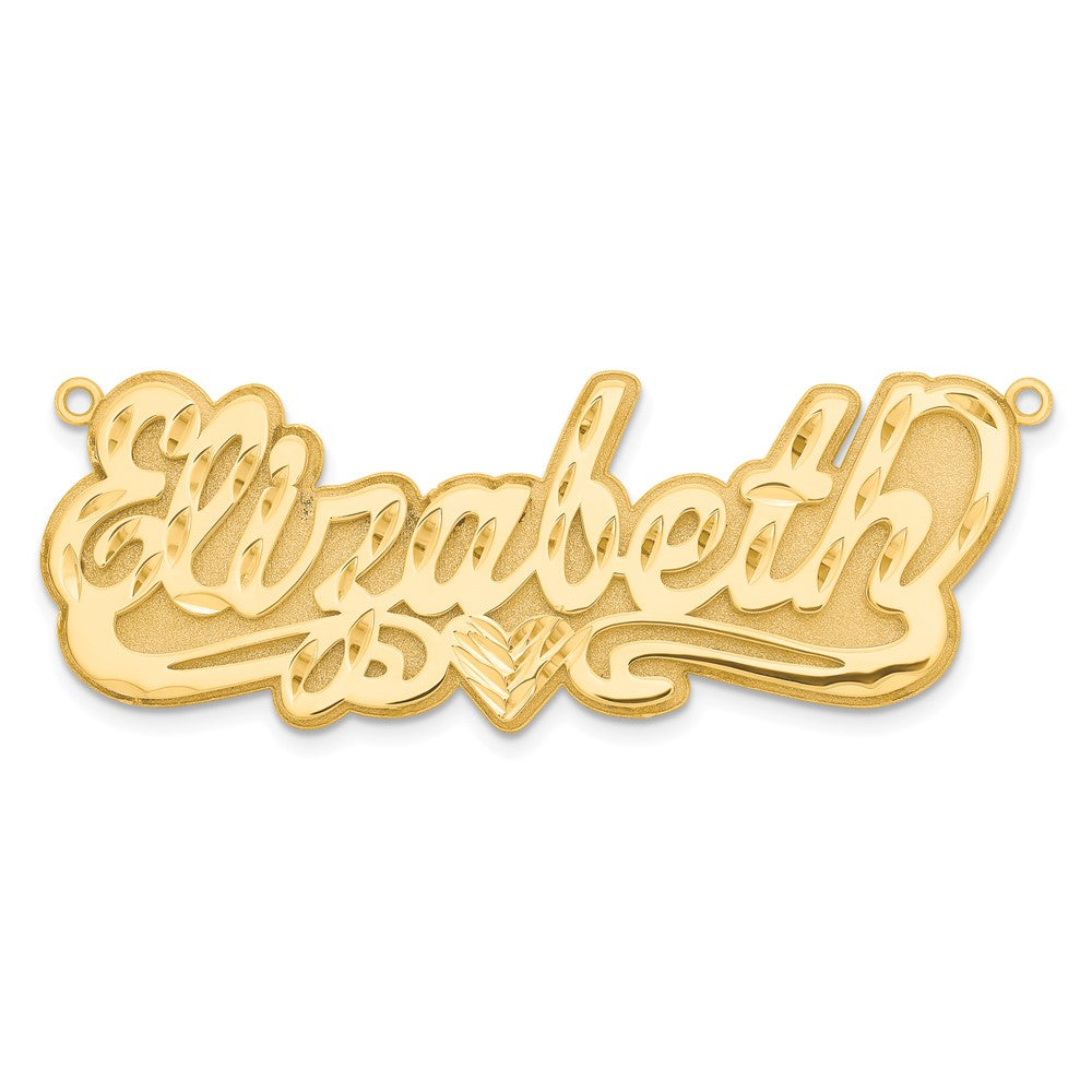 14k Yellow Gold 3D Diamond-cut Heart Name Plate