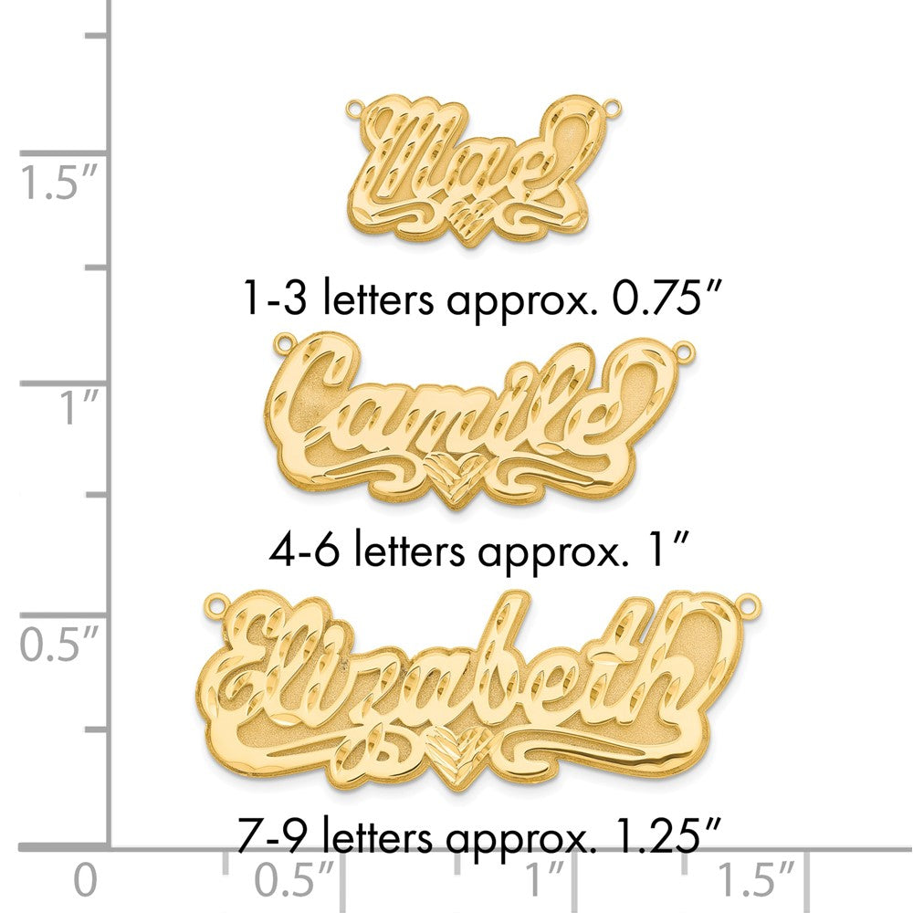 14k Yellow Gold 3D Diamond-cut Heart Name Plate