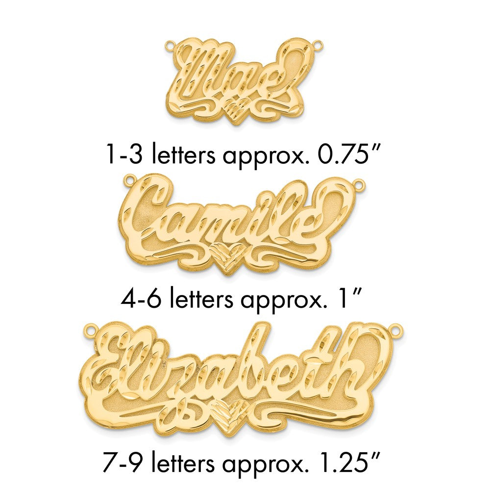 Sterling Silver/Gold-plated 3D Diamond-cut Heart Name Plate
