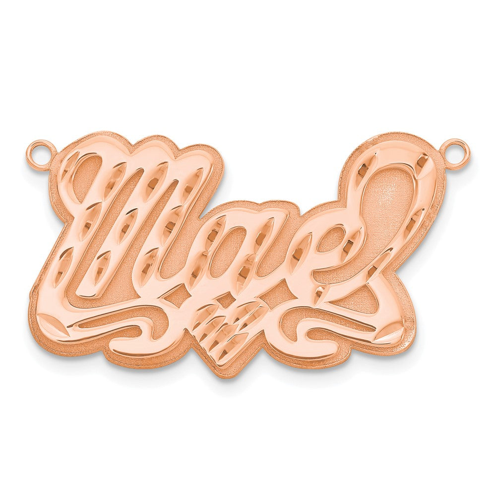 14k Rose Gold 3D Diamond-cut Heart Name Plate