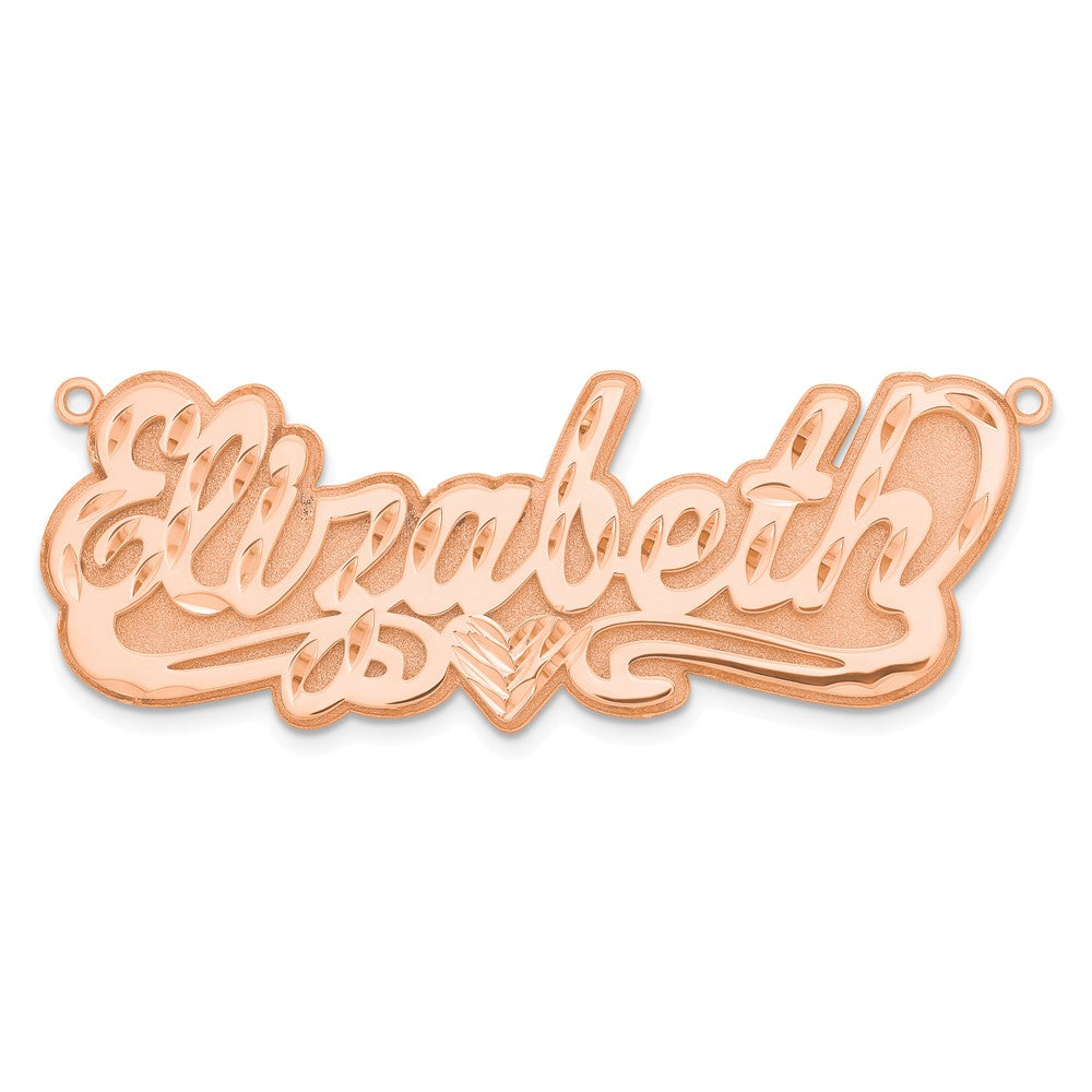 14k Rose Gold 3D Diamond-cut Heart Name Plate