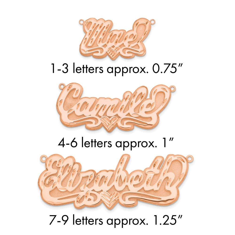 14k Rose Gold 3D Diamond-cut Heart Name Plate