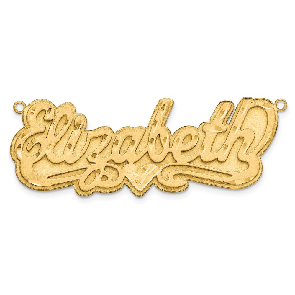 14k Yellow Gold 3D Satin Diamond-cut Heart Name Plate