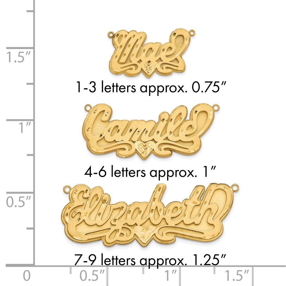 SS/Gold-plated 3D Satin Diamond-cut Heart Name Plate