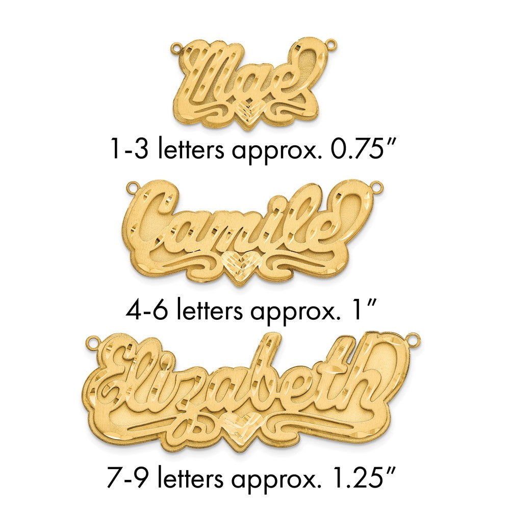 SS/Gold-plated 3D Satin Diamond-cut Heart Name Plate