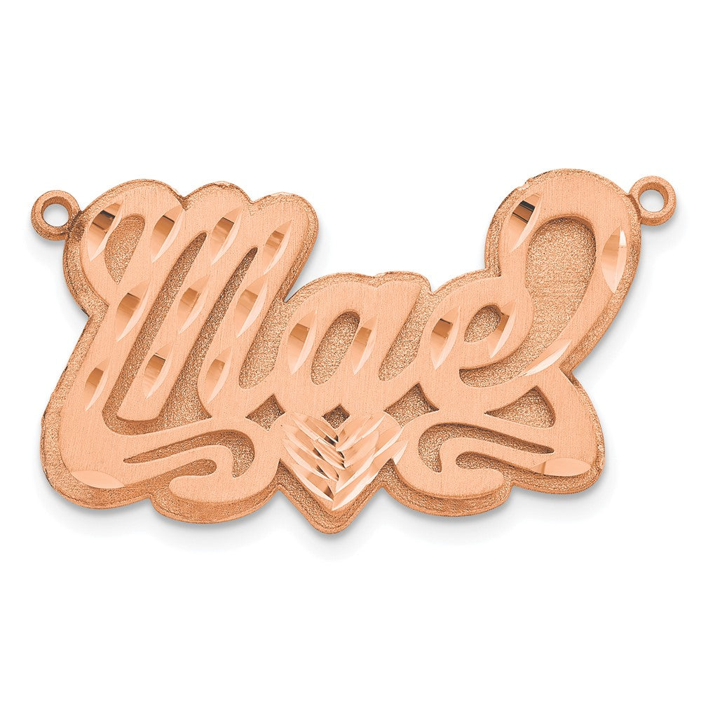 14k Rose Gold 3D Satin Diamond-cut Heart Name plate