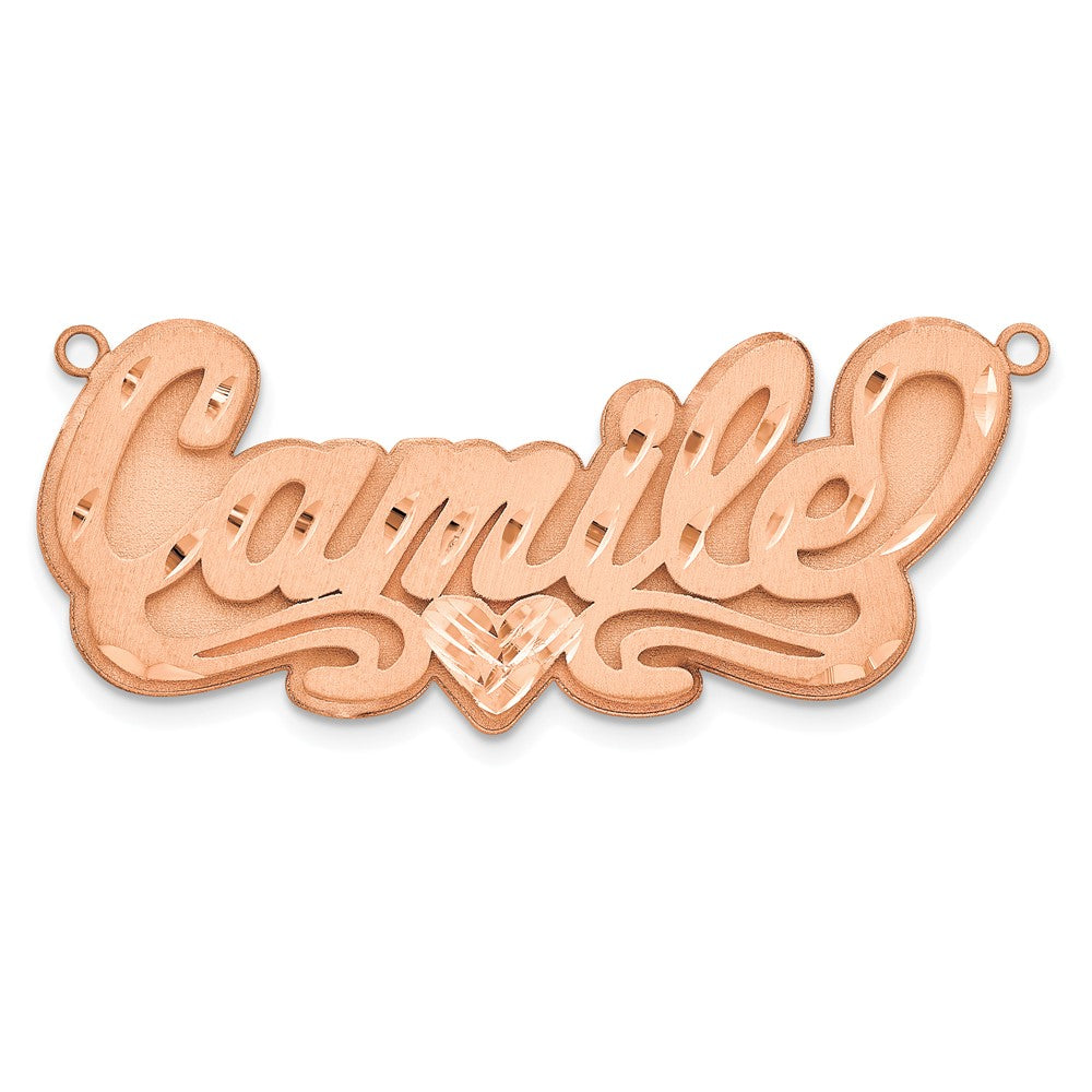 SS/Rose-plated 3D Satin Diamond-cut Heart Name Plate