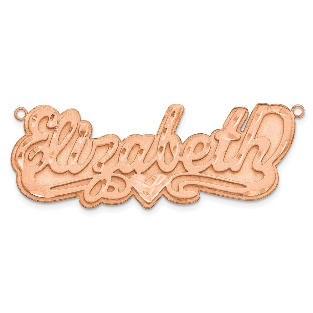 14k Rose Gold 3D Satin Diamond-cut Heart Name plate