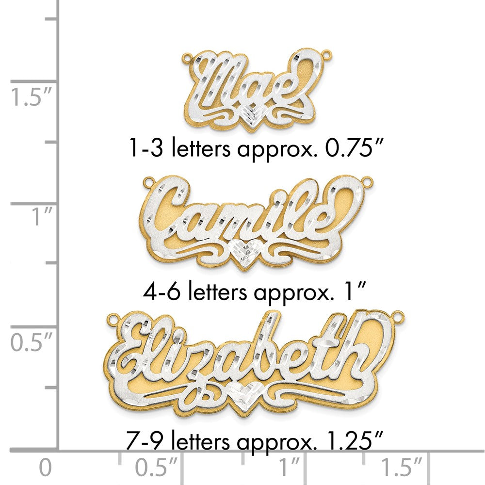 14k 3D Two-tone Satin Diamond-cut Name Plate