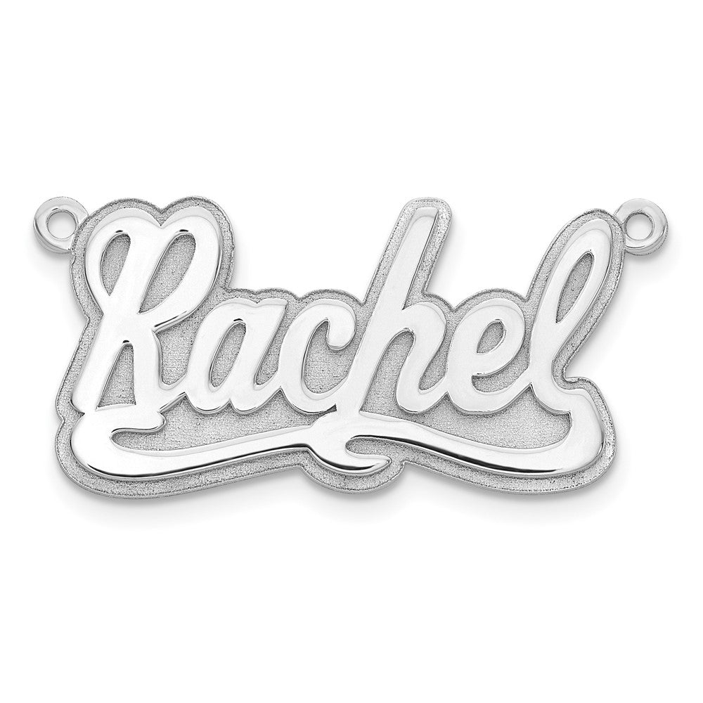 Sterling Silver/Rhodium-plated 3D Polished Name Plate