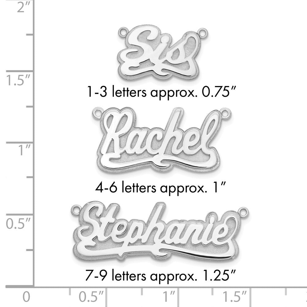 Sterling Silver/Rhodium-plated 3D Polished Name Plate