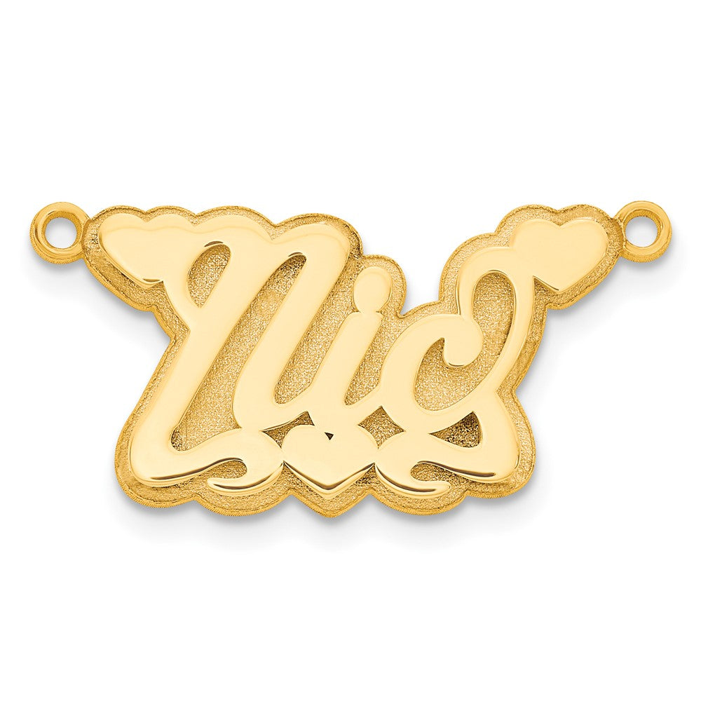 Sterling Silver/Gold-plated 3D Polished Hearts Name Plate