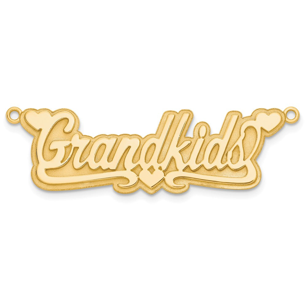 14k Yellow Gold 3D Polished Hearts Name Plate
