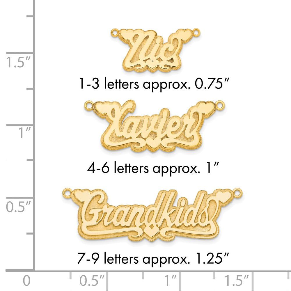 Sterling Silver/Gold-plated 3D Polished Hearts Name Plate