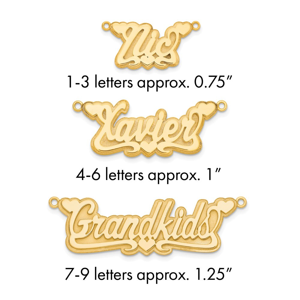 Sterling Silver/Gold-plated 3D Polished Hearts Name Plate