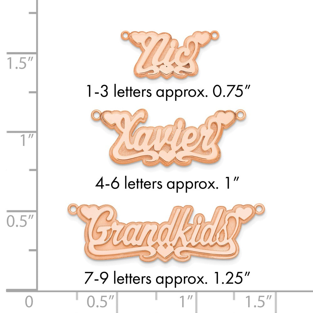 14k Rose Gold 3D Polished Hearts Name Plate