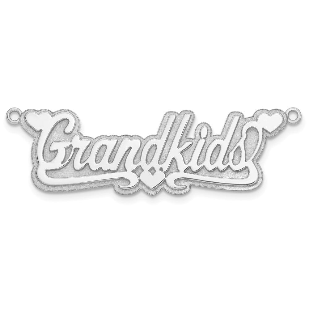 Sterling Silver/Rhodium-plated 3D Polished Hearts Name Plate